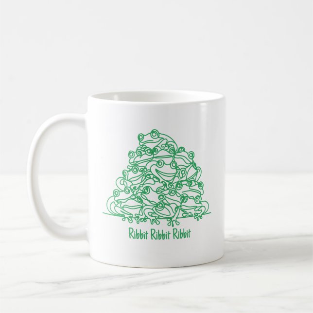 Frogs Abstrakt Grönt Line Art-Personlig Kaffemugg (Vänster)
