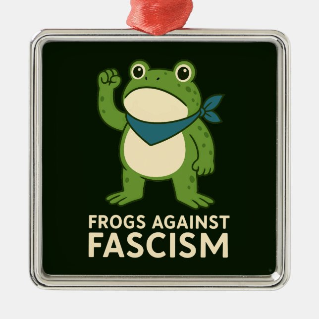Frogs Against Fascism Portland Frog Protest Julgransprydnad Metall (Framsidan)