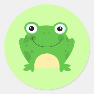 Frogs Amphibian Grönt Cute Tecknad Animal Runt Klistermärke