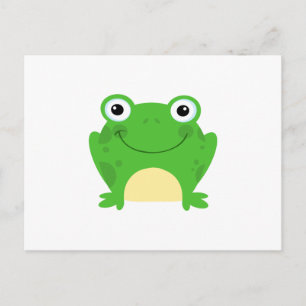 Frogs Amphibian Grönt Cute Tecknad Animal Vykort