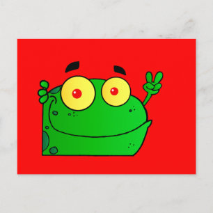 Frogs Amphibian Grönt Cute Tecknad Animal Vykort