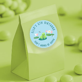 Frogs and Lily Pads Cute Birthday Kids CUSTOM Runt Klistermärke