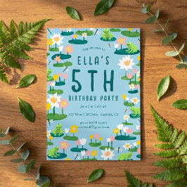 Frogs and Lily Pads Cute CUSTOM BIRTHDAY PARTY Inbjudningar