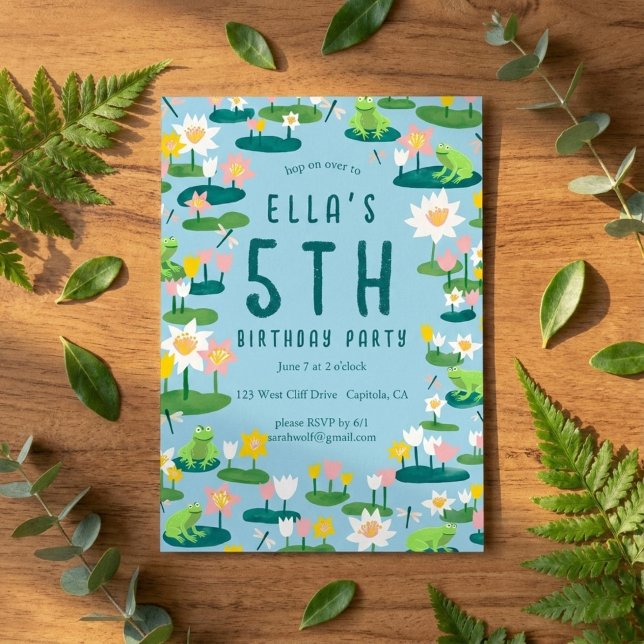 Frogs and Lily Pads Cute CUSTOM BIRTHDAY PARTY Inbjudningar (Frogs and Lily Pads Cute CUSTOM BIRTHDAY PARTY Invitation
)