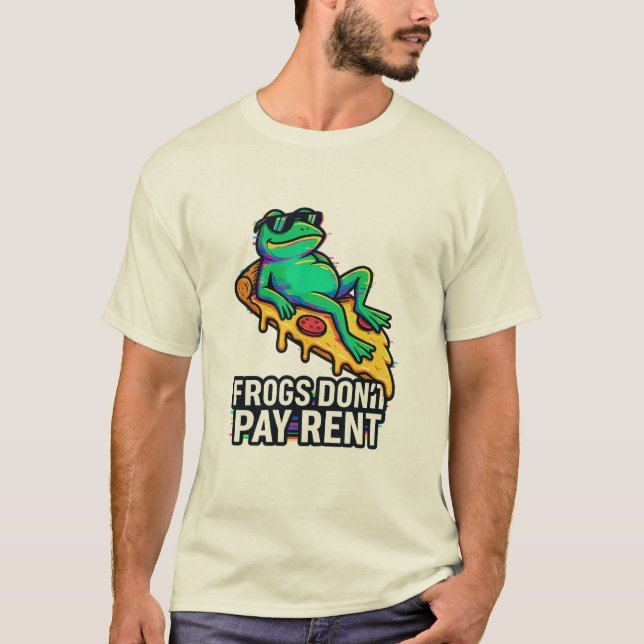 Frogs Betala inte hyra - Konstig Aesthetic Space M T Shirt (Framsida)