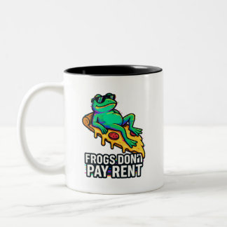 "Frogs Betala inte hyra - Konstig Aesthetic Space Två-Tonad Mugg