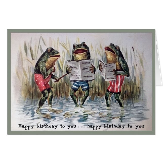 Frogs Birthday Sång Grattis på födelsedagen Card Hälsningskort (Framsidan Horizontal)