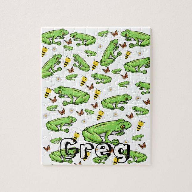 Frogs Butterfly Bumblebee Jigszle Puzzle Pussel (Vertikal)