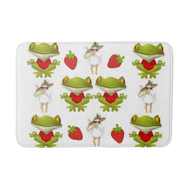 Frogs Chicken Strawberry Bathroom Bath Mat Badrumsmatta (Framsidan)