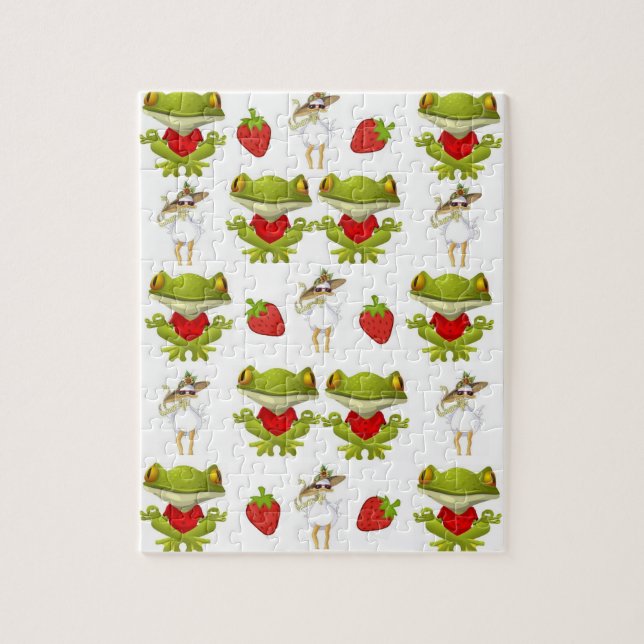 Frogs Chickens Strawberry Jigszle Puzzle Pussel (Vertikal)