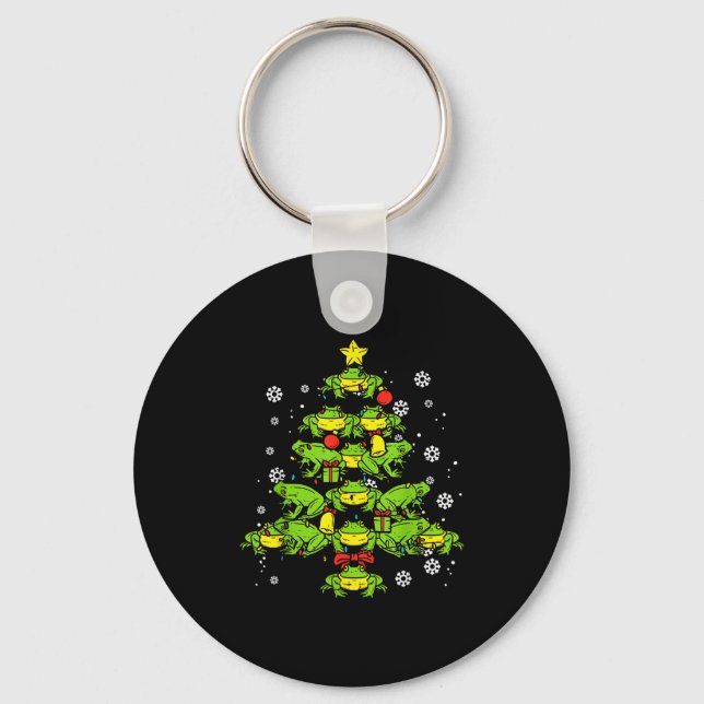 Frogs Christmas Tree Animal Xmas Women Men Kids  Nyckelring (Framsida)