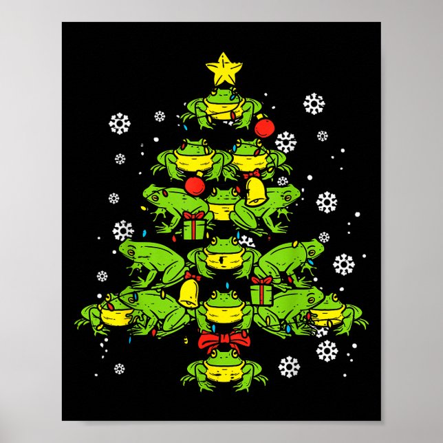 Frogs Christmas Tree Animal Xmas Women Men Kids  Poster (Framsidan)