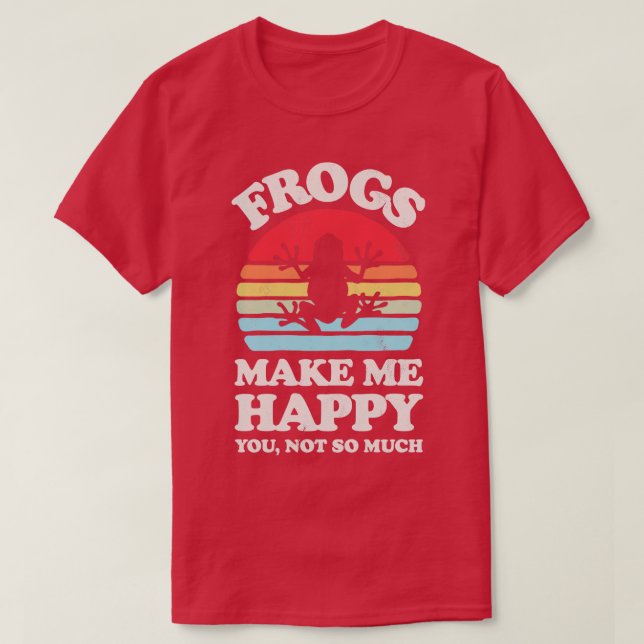Frogs gör mig till Lycklig Sunset Retro för manar  T Shirt (Design framsida)