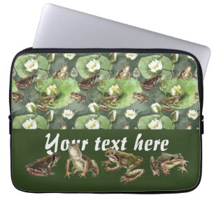 Frogs grönt och white vatten lilies Electronics Ba Laptop Fodral