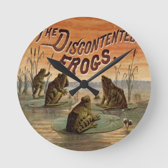 Frogs Lily Dynors Måne Illustration Rund Klocka (Framsida)