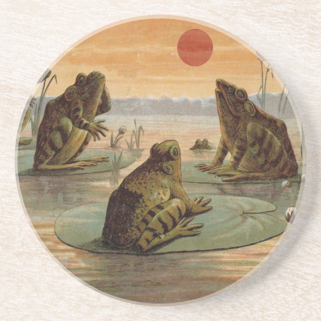 Frogs Lily Dynors Måne Illustration Underlägg Sandsten (Framsidan)