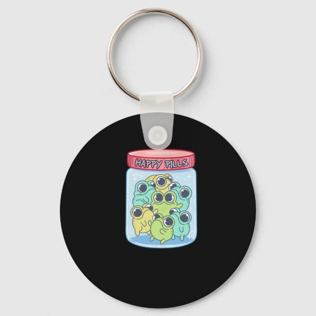Frogs Lycklig Pills Sticker Nyckelring (Framsida)