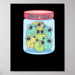 Frogs Lycklig Pills Sticker Poster