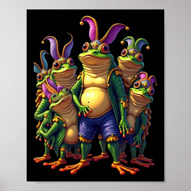 Frogs Mardi Gras Funny Costume Poster (Framsidan)