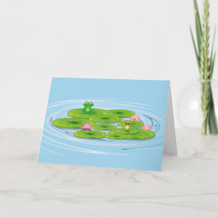 Frogs på Lily Pad Birthday Kort