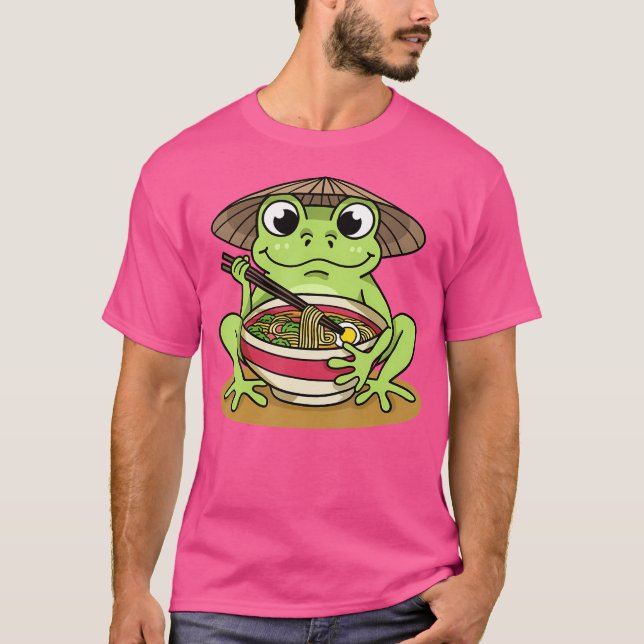 Frogs Ramen Noodles Japanska Kawaii Frog T Shirt (Framsida)