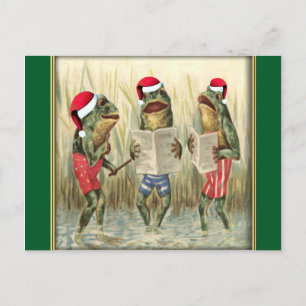 Frogs Singing God jul Helg Vykort