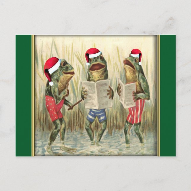 Frogs Singing God jul Helg Vykort (Framsida)