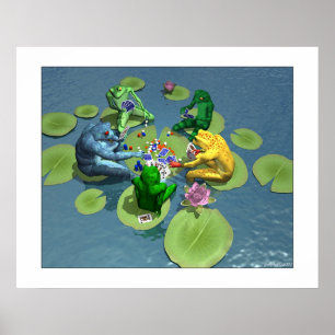 Frogs Spelande Poker Poster