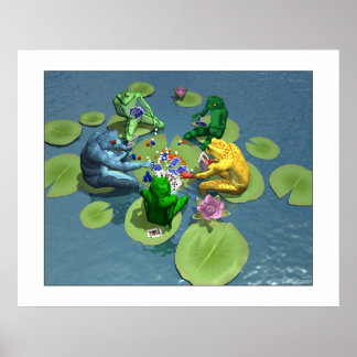 Frogs Spelande Poker Poster