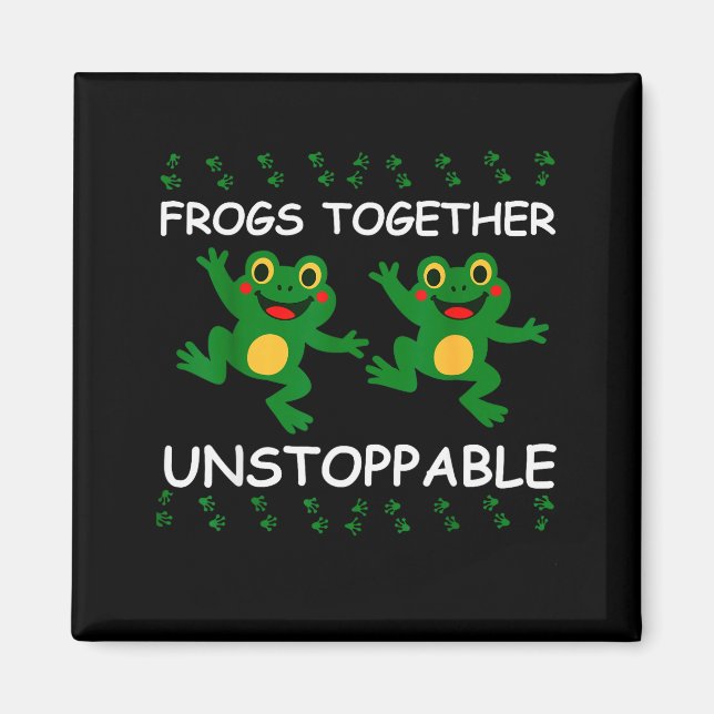 Frogs Together Unstoppable Funny Animal Lovers Des Magnet (Framsidan)