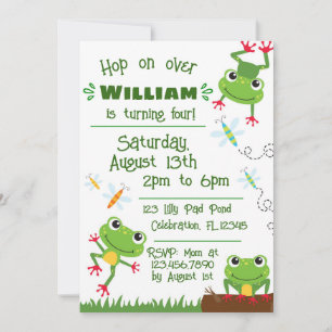 Frogtastisk jumping Frogs Barns födelsedag Inbjudningar