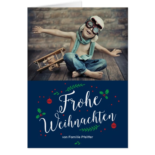 Frohe Mistel Urlaub Foto-Gruß Hälsningskort (Framsidan)