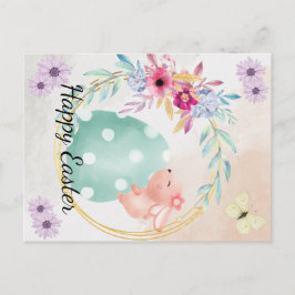 Frohe Ostern- Hase sitzt au einem Ei Meddelande Vykort