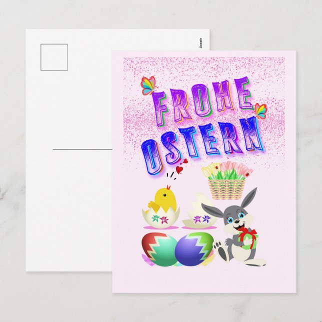 Frohe Ostern Helg Vykort (Fram/baksida)