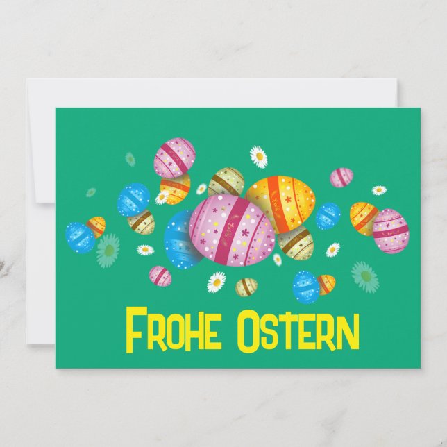 Frohe Ostern mit bunten Eiern Julkort (Framsida)