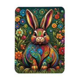 Frohe Ostern - Osterhase in Blumen 2 Magnet