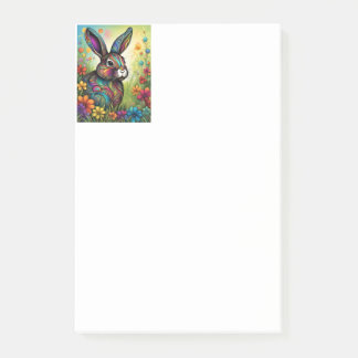 Frohe Ostern - Osterhase in Blumen Post-it Block