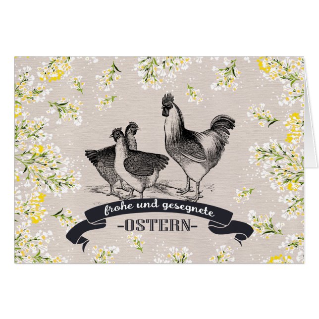 Frohe Ostern. Påsk-kort på tyska Hälsningskort (Framsidan Horizontal)