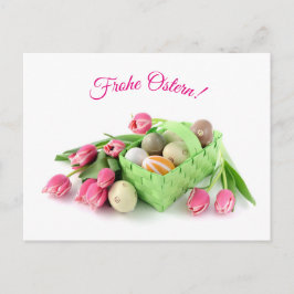 Frohe Ostern Postkarte mit Tulpen Ostereiern Vykort