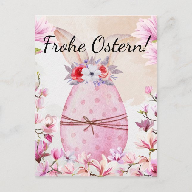 Frohe Ostern rosa Osterei  Vykort (Framsida)