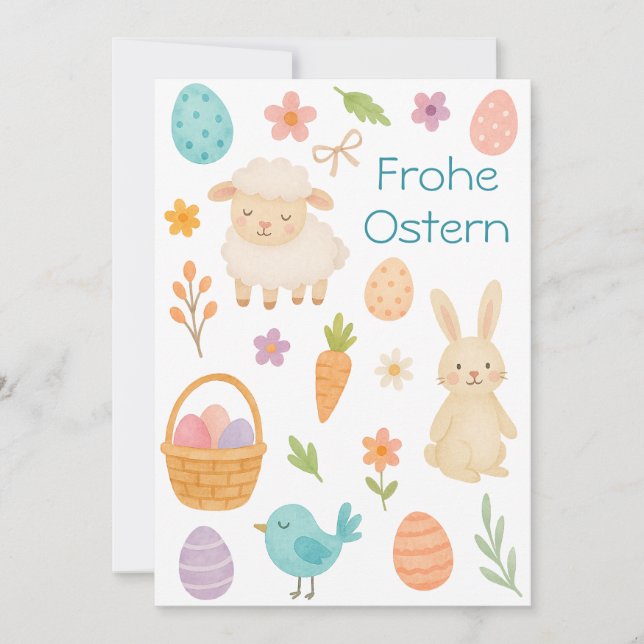 Frohe Ostern- süße Ostermotive- pastell Julkort (Framsida)