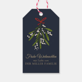 Frohe Weihnachten dunkelblau mistle-märkre Presentetikett