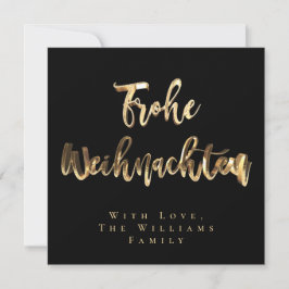 Frohe Weihnachten Elegant Black Guld Script Chic Julkort