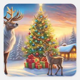 Frohe Weihnachten Fensteraufkleber Fyrkantigt Klistermärke