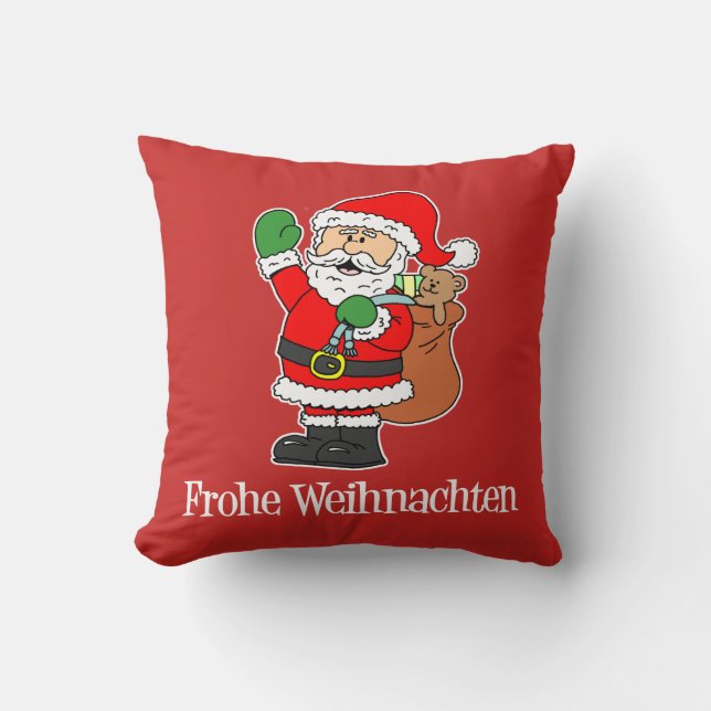 Frohe Weihnachten German Christmas Santa Kudde (Framsida)