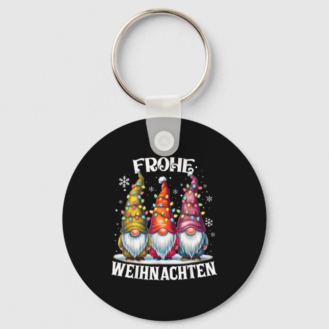 Frohe Weihnachten German Gnome Christmas Decoratio Nyckelring (Framsida)