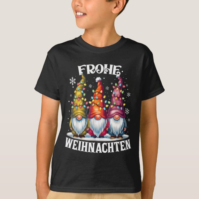 Frohe Weihnachten German Gnome Christmas Decoratio T Shirt (Framsida)
