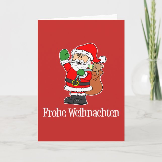 Frohe Weihnachten German God jul Santa Helgkort (Framsida)