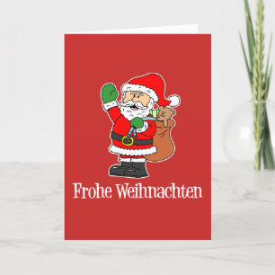 Frohe Weihnachten German God jul Santa Helgkort