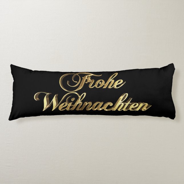 Frohe Weihnachten German jul Black and Guld Kroppskudde (Framsidan)